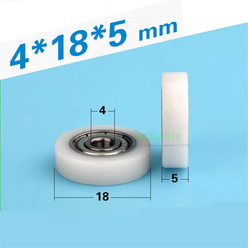 1pcs 4*18*5mm Plane wheel, POM coated nylon wheel, bearing pulley, for DIY door and window wear resistant