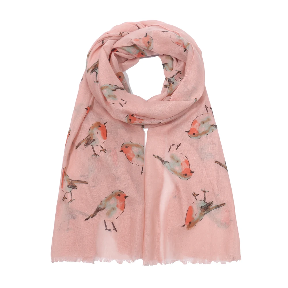 FOXMOTHER New Fashion Ladies Shawl Wraps Yellow Pink Birds Print Scarfs For Women Foulard Femme Gifts