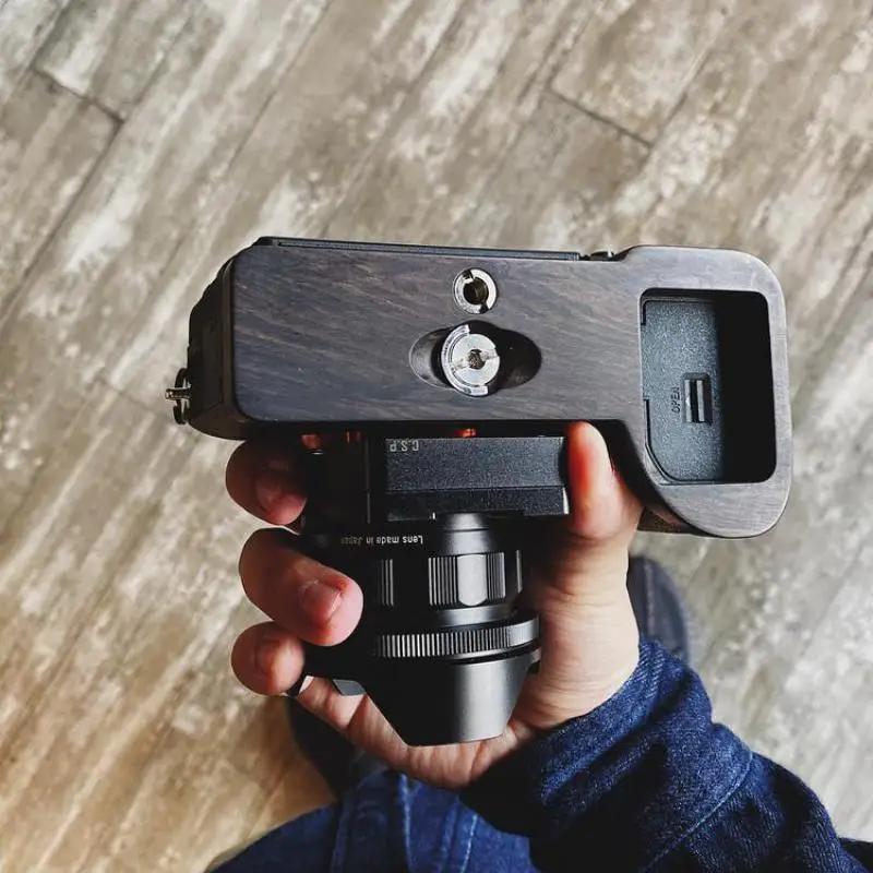 For Sony A7M4 A7R4 A9II A7R IV African Blackwood Wooden Wood Hand Grip Plate Bracket