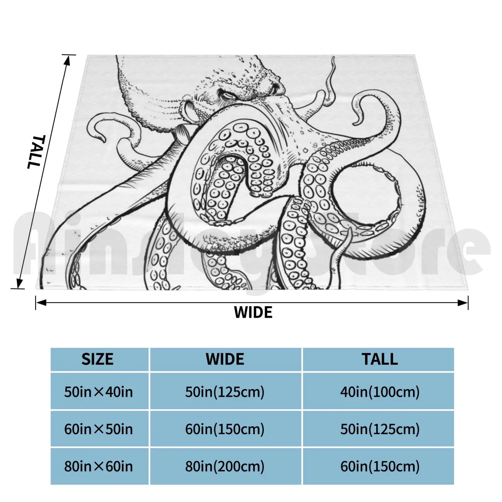 Terror From The Deep Blanket Super Soft Warm Light Thin Octopus Tattoo Tat Ink Scuba Diver Navy Kraken Scary Christmas