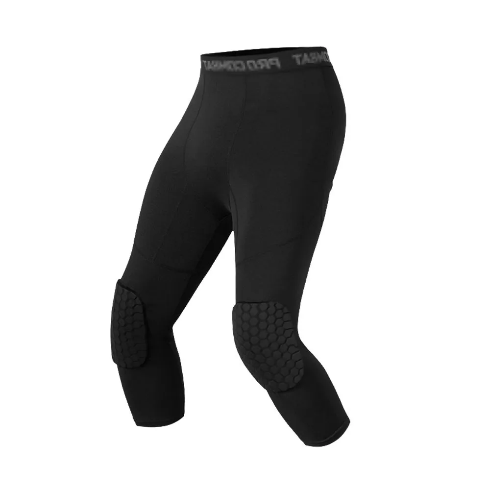 

Men Compression Honeycomb Legging Tights Padded 3/4 Length Bodybuilding Running Basketball Pants Skinny Trousers Sportswear