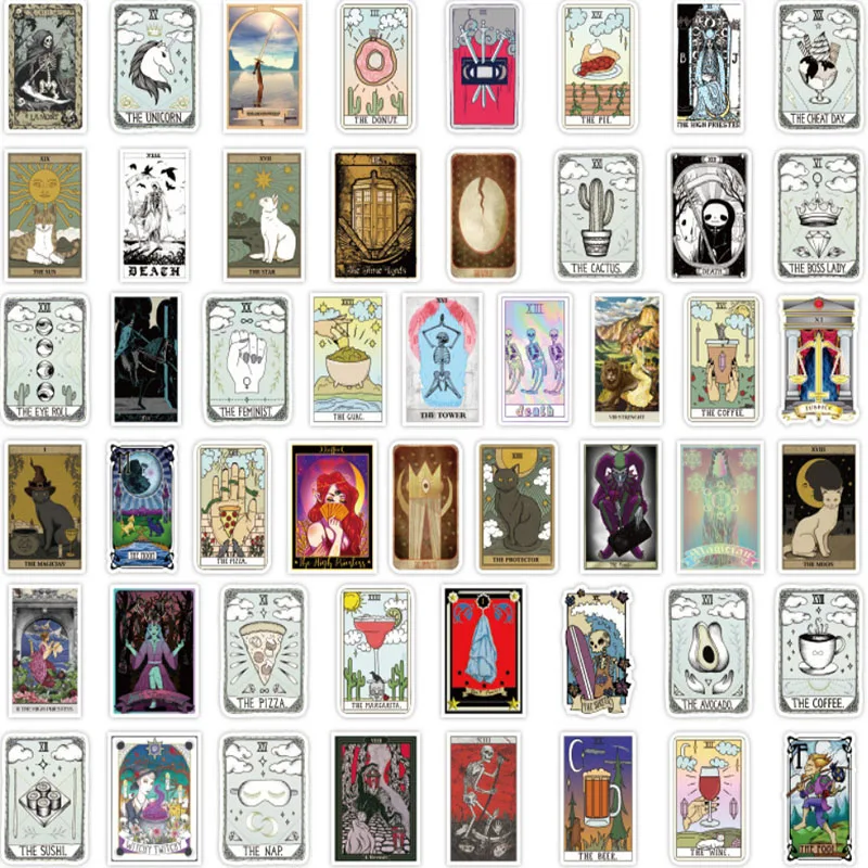 10/30/50pcs  Tarot Graffiti Helmet Classic Stickers  Window Wall Water Skateboard  Pencil  Cases   Travel Suitcase Phone Laptop