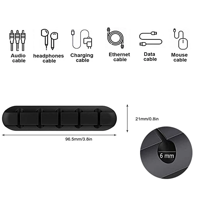 Organizer do kabli silikonowy Organizer do zwijania kabla USB Desktop Tidy Management kabel z zaciskami uchwyt do myszy przewód słuchawek Organizer