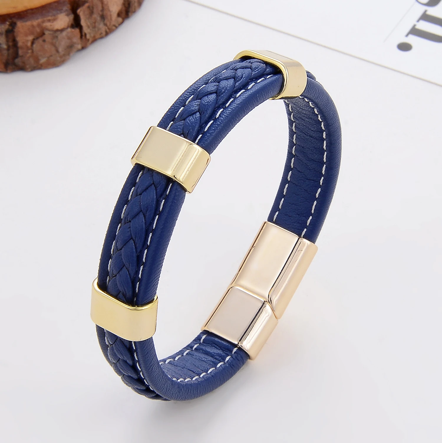 Klassisches geflochtenes Lederarmband für Damen, Zinklegierung, Metall, Herrenschmuck, Armbänder, Damen-Accessoires, 2021, Phevт Alem – Detail 7
