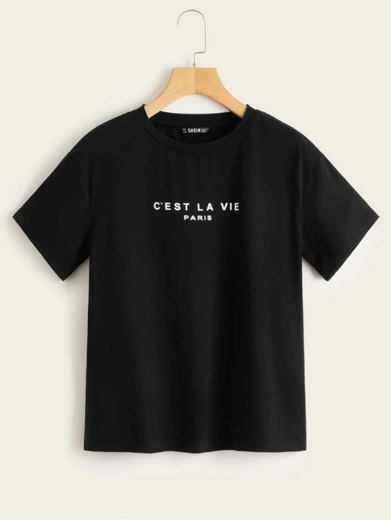 

C'est Li La Vie Paris Omen Tshirt Aesthetic Female Clothing Fashion Letter Cotton Plus Size Shirt O Neck Short Sleeve Top Tees