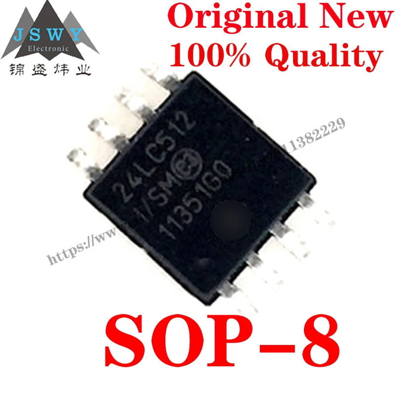 10~50 PCS 24LC512-I/SM SOP-8 Electrically Erasable Programmable Read-Only Memory IC Chip with for module arduino Free Shipping