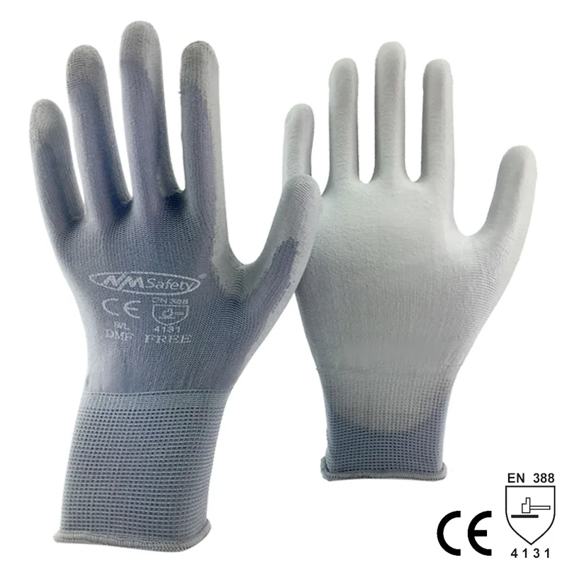 

24 Pieces/12 Pairs Nitrile Rubber Palm Coated Knitted Nylon Cotton Liner CE Certificated Mechanic Safety Protective Work Gloves