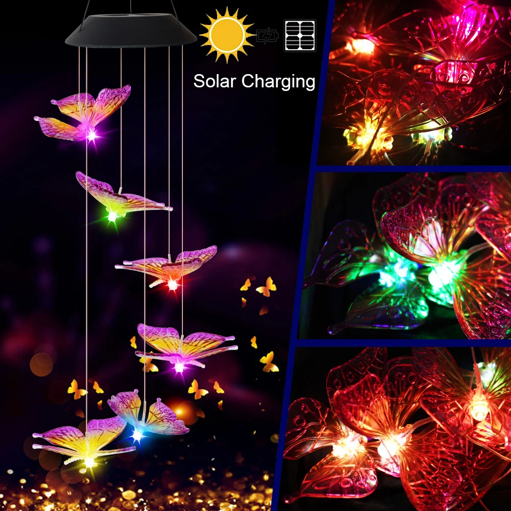 

Подвессветильник светильник на солнечной батарее, с изображением бабочки, музыки, меняющий цвет, для детской комнаты, украшение, 30