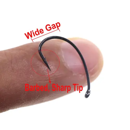 Imagen 2 del producto Bimoo 50/100 anzuelos de vástago curvo para atado de moscas, anzuelo para hacer moscas, anzuelo de pesca con mosca Caddis Midge Gloves # 6 # 8 # 10 # 12 # 14