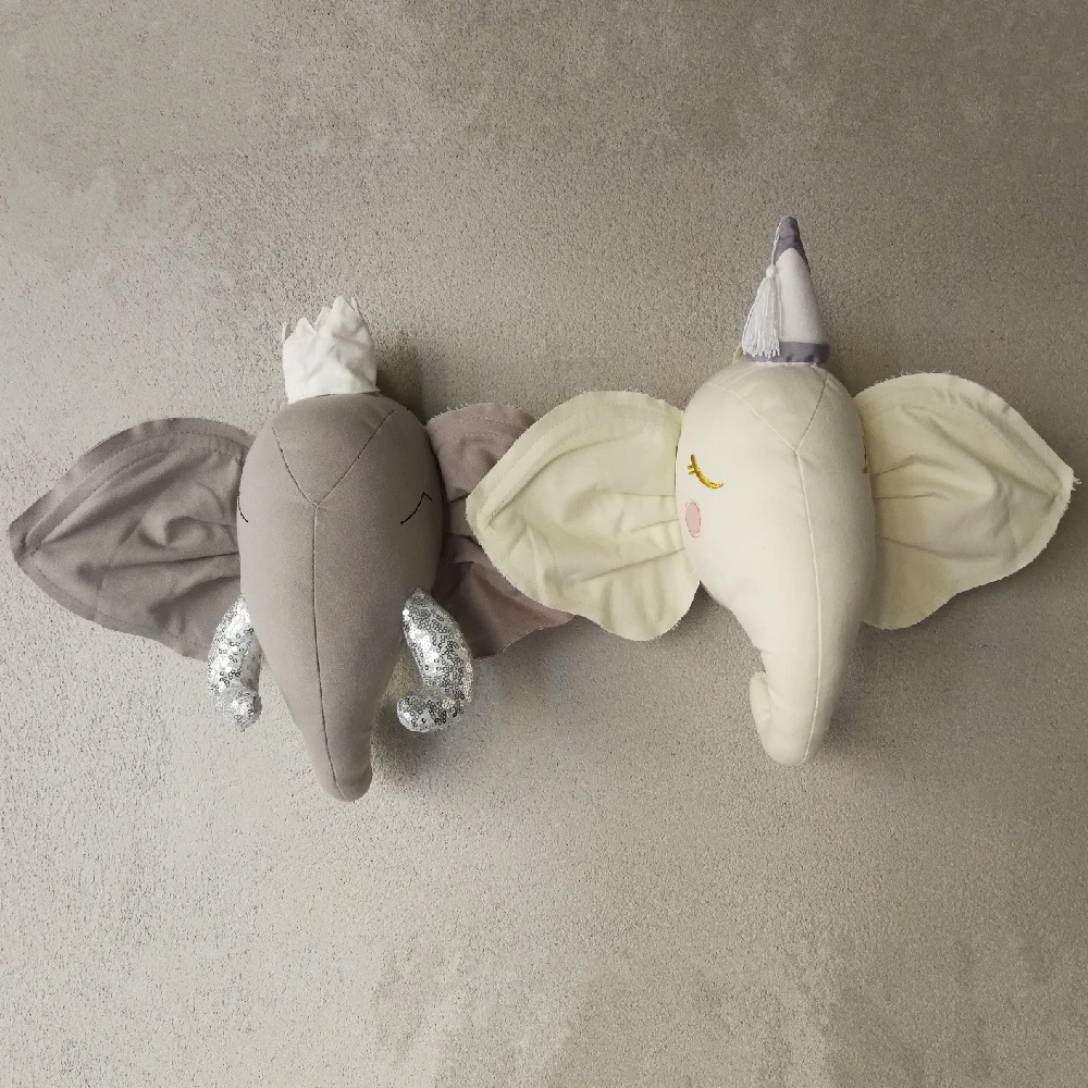 Nette Einhorn Deer Elephant Plüsch Spielzeug Gefüllte Puppen Tier Kopf Wand Halterung für Kinder Mädchen Zimmer Dekor Baby Kinderzimmer dekoration