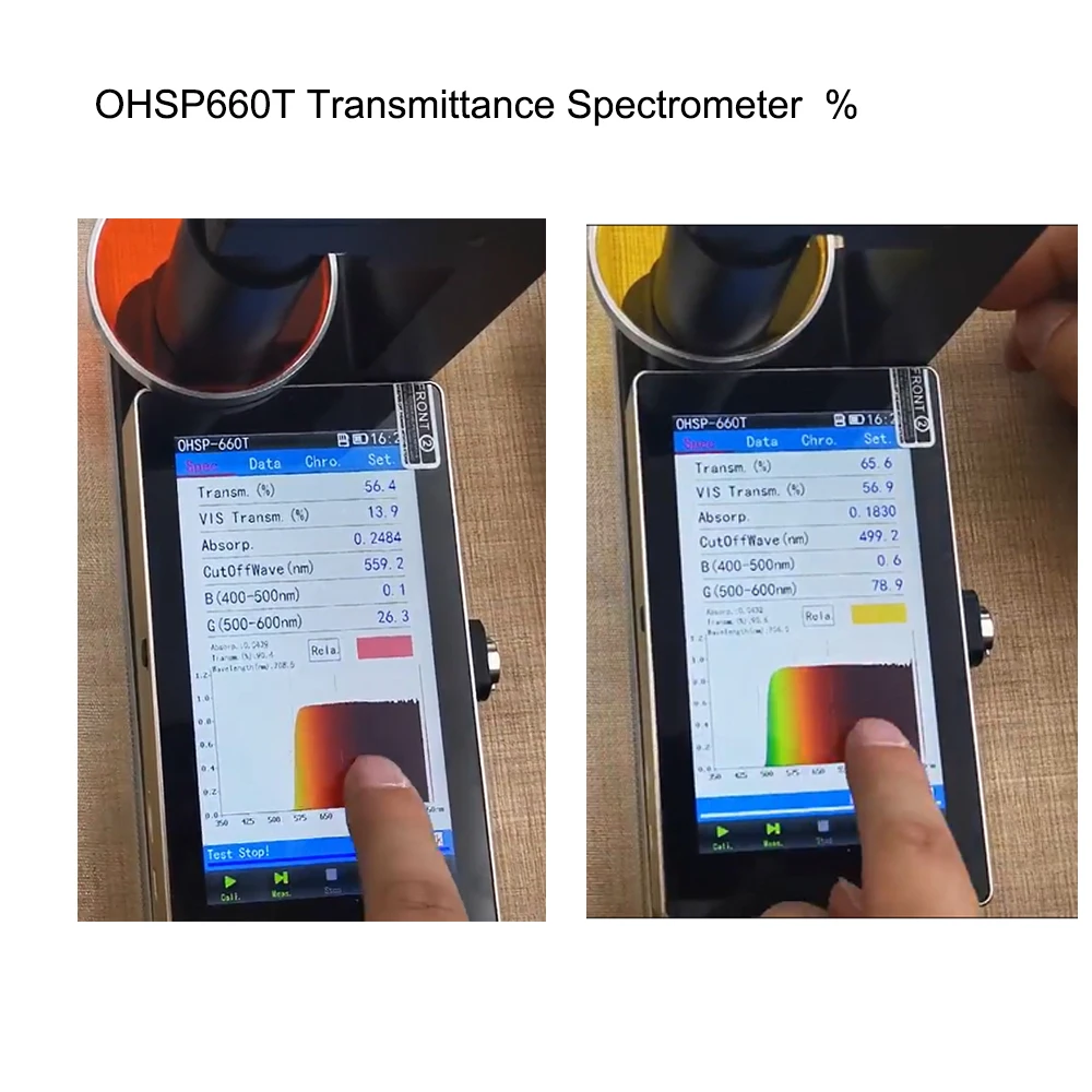 TRANSMITTANCE spektrometr pro odlišný materiál krunýř OHSP-660T