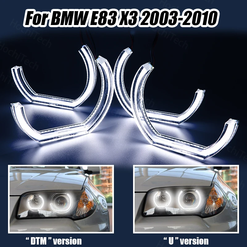 

White DTM U Shape Light DRL LED Angel Eyes Kit Ring for BMW E83 X3 2003-2010 Crystal Angel Eyes