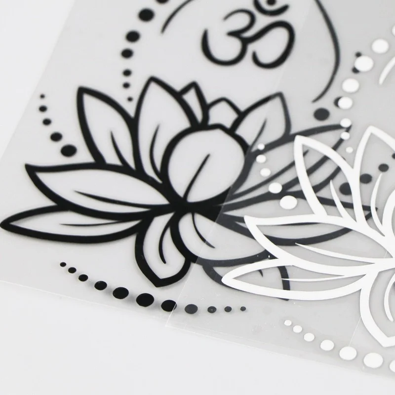 Modern Cartoon Vinyl Car Sticker Decal Decorative Style of Buddhist Lotus Black/Silver for Lada Stickers 11.2 X16CM