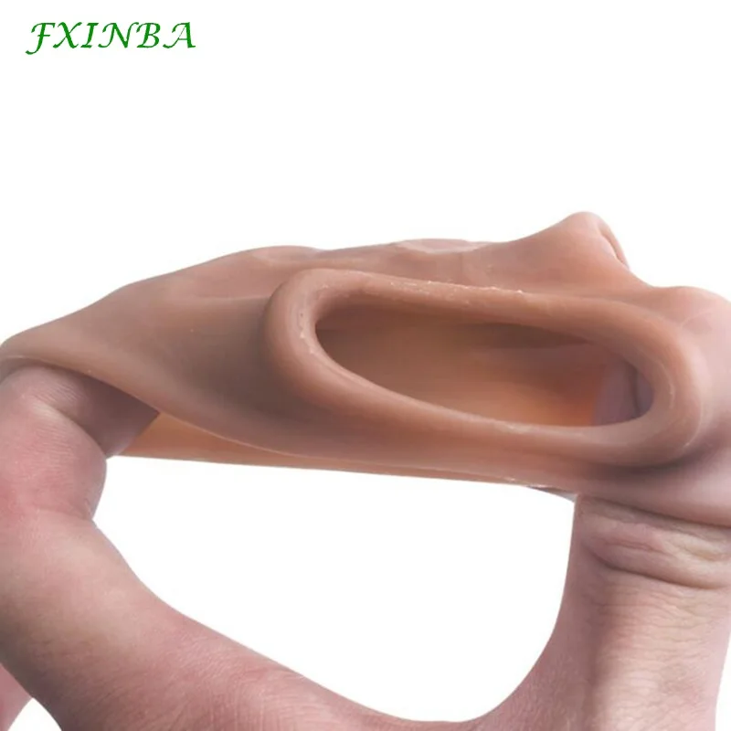 FXINBA 16cm Realistic Penis Sleeve Extender Cock Sleeve Extended Dick Enlargement Delay Ejaculation Reusable Condom Men Sex Toys