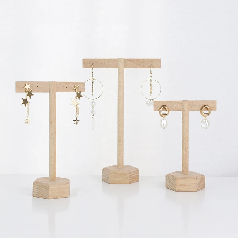 Wooden T bar earring holders earing stand for jewelry bracelet holders jewelery organizer jewellery display case Hanging