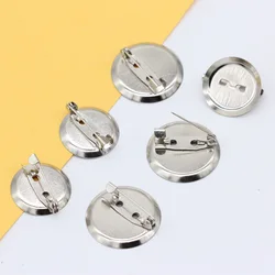 20pcs/lot Brooch Base with Clip and Safety Pin Cabochon Blanks Trays Cameo Cabochon Base Setting Supplies For DIY Jewelry Making