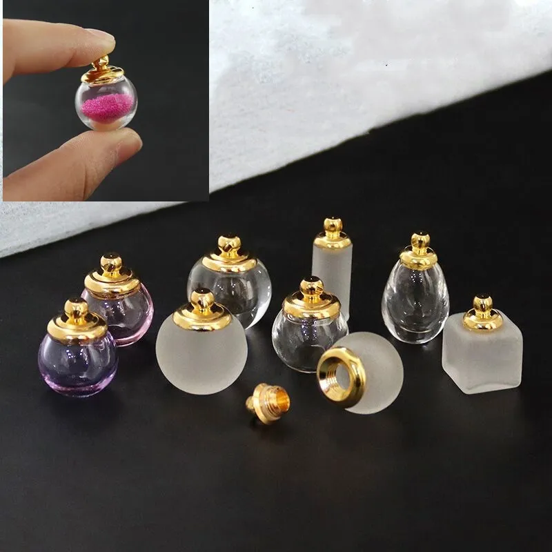 Mix Preglued Screw Cap Glass Globe Pendant Necklaces With Rubber Seal Tiny Glass Globes glass vial pendant Diy Finding