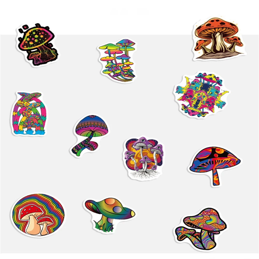 10/30/50PCS/ Psychedelic Mushroom Sticker Cartoon Sticker Skateboard Cup DIY Suitcase Notebook Guitar Graffiti Sticker Wholesale