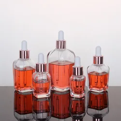 10ml-100ml Tubes Transparent Dropper Glass Aromatherapy Liquid for Essential Massage Oil Pipette Refillable Bottles Rose Gold