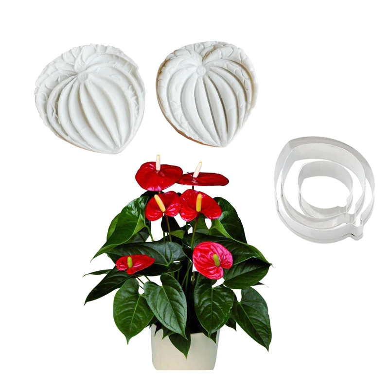 Płatki Anthurium formy silikonowe kremówki akcesoria do ciast foremki do czekolady i lukru, Sugarcraft, gliny masy cukrowej cukierków foremka kuchenna CS387