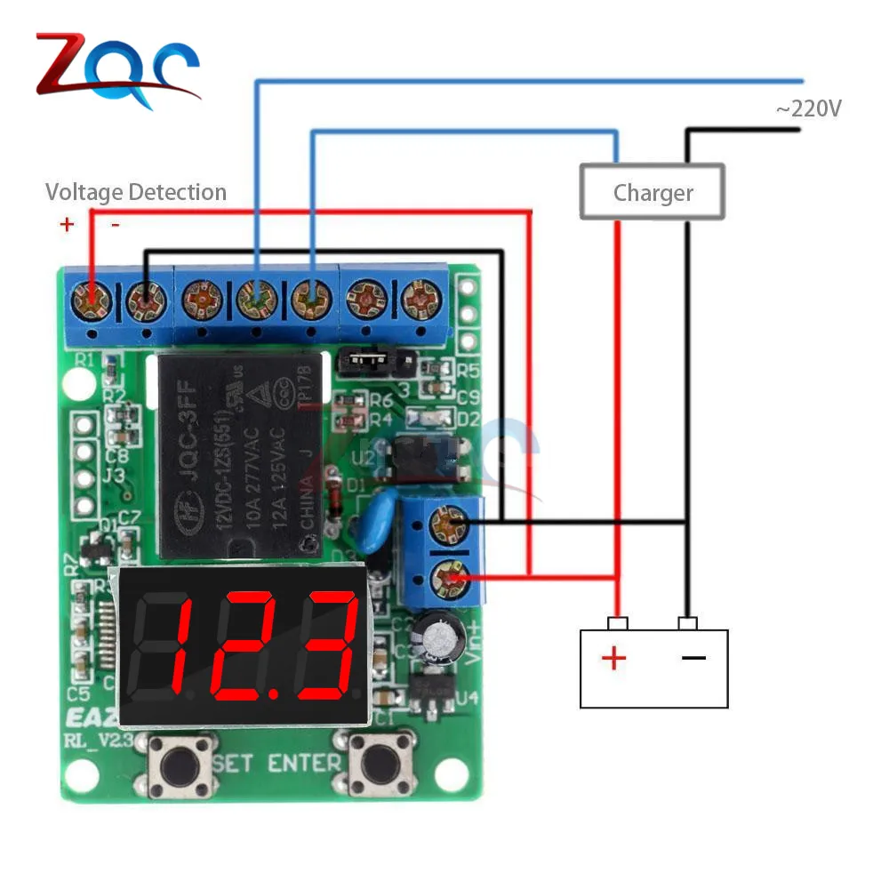 DC 12V / 24V LED Digital Relay Switch Control Board Relay Module Voltage Protection Detection Charging Discharge Monitor