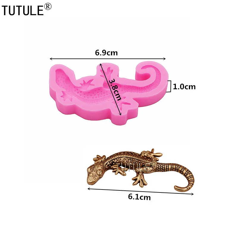 Lizard Flexible Silicone Mold Use with Resin,Use with Resin,Polymer Clays,3D lizard gecko shape design food-grade silicone mold 2