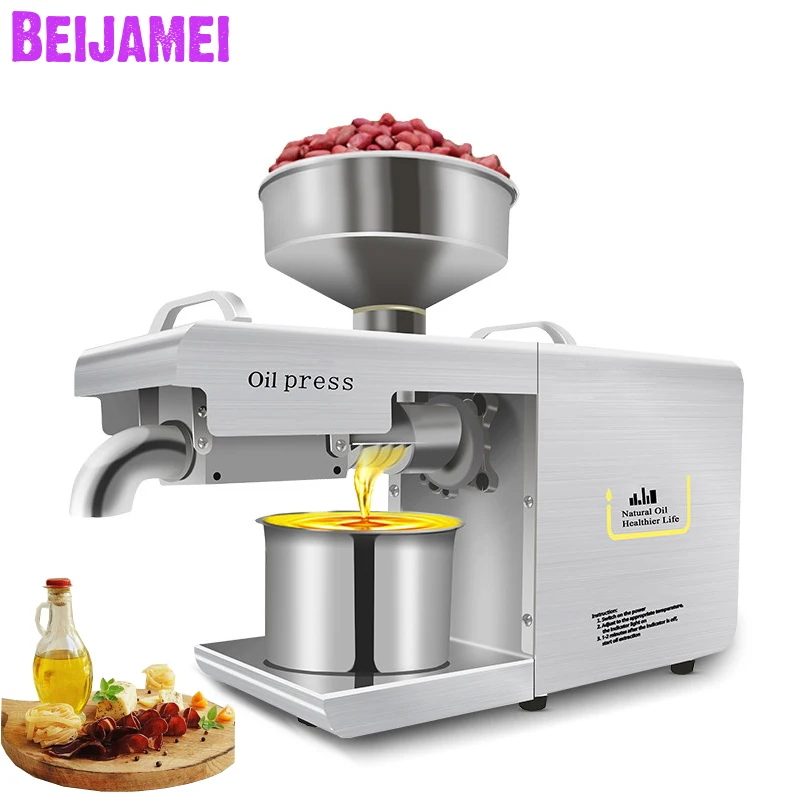 

BEIJAMEI New Arrival Peanut Oil Press Machine Electric Nut Seed Soybean Oil Extraction Vegetable Seeds Oil Making Machine