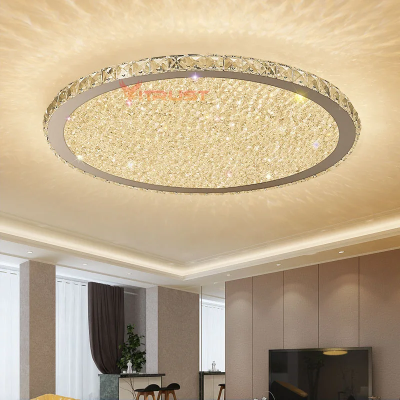 

Crystal Ceiling Lights Modern Lamps Luxury luminaria deckenleuchte Round Crystal Lighting Bedroom Living room Super Thin Ceiling