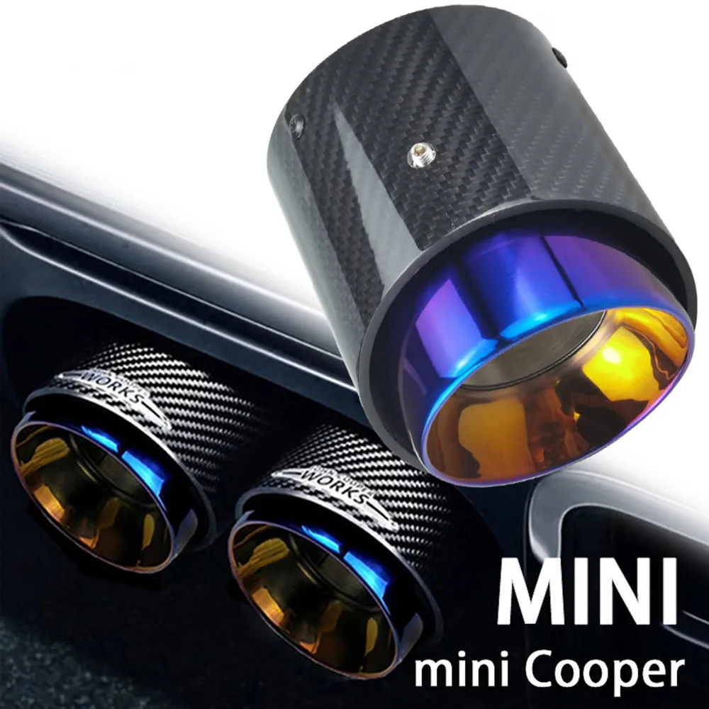 Burnt Blue Pipe Black Carbon Fiber Exhaust Muffler Tip Fit for Mini Cooper R55 R56 R57 R58 R59 R60 R61 F54 F55 F56 F57 F60