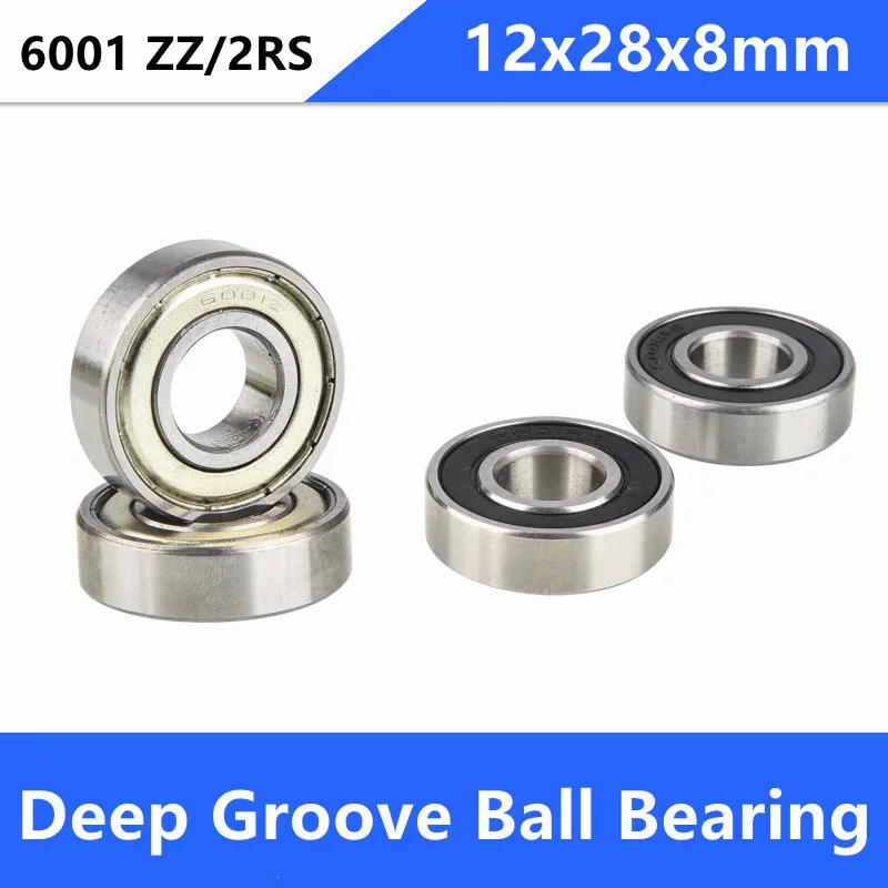 

100pcs/lot High Quality 6001 6001ZZ 6001RS 6001-2Z 6001Z 6001-2RS ZZ RS RZ 2RZ Deep Groove Ball Bearings 12x28x8mm