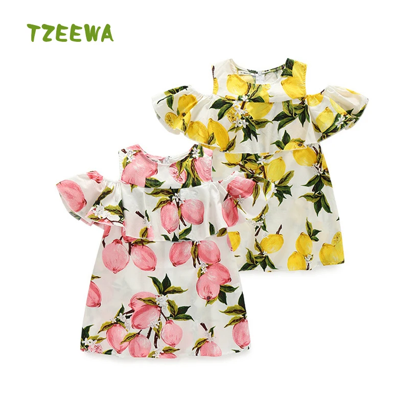 Baby Girls Dress 2021 Summer Beach Toddler Dress Lemon Enfant Princess  Short Sleeve Girls Party Dresses Vestido Menina