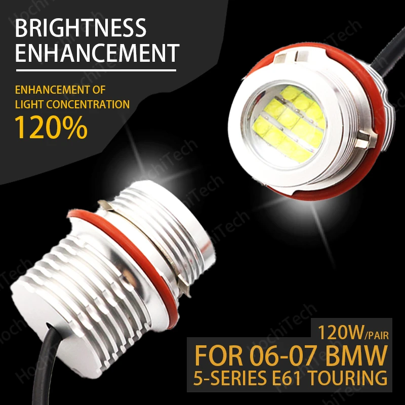 120W 6000K White High Quality Angle Eyes LED Marker  Ring Light Bulb for 06-07 BMW 5-series E61 Touring 530xi Super Bright