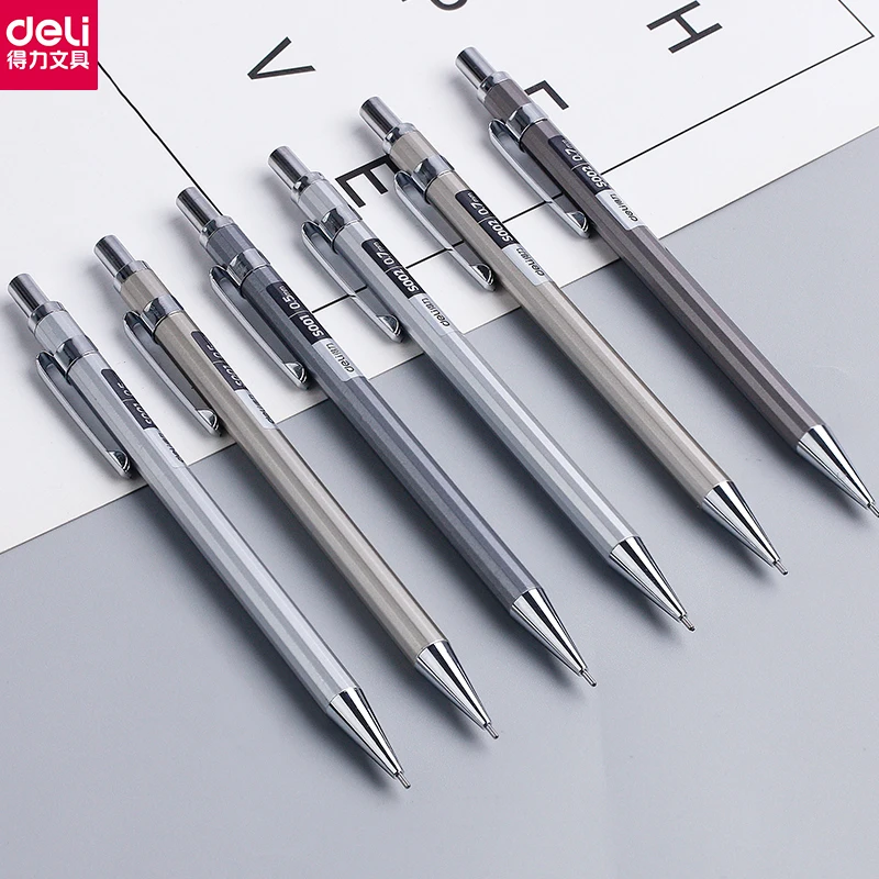 DELI High Quality Full Metal Mechanical Pencil 0.5/0.7 Lapices  For Professional PaintingAnd Writing School Supplies