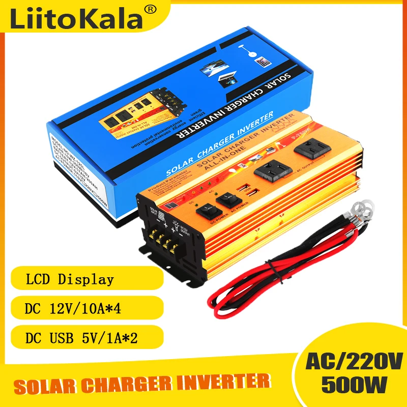 LiitoKala Pure Sine Wave Inverter DC 12V LiFePO4 battery To AC 220V 300W/500W Voltage Transformer Power Converter Solar Inverter