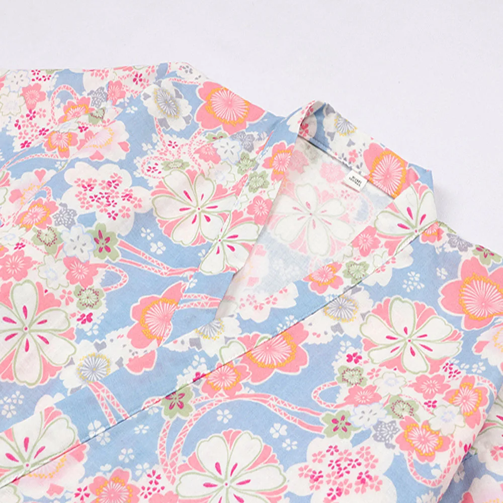 Japanese Breathable Kimono Pajamas Yukata Cotton For Women V-neck Sleepwear Trousers Lounge Loose Style Nightgown