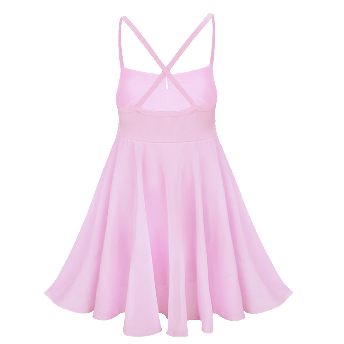 Kids Girls Lyrical Ballet Dance Dress Spaghetti Straps Criss Cross Back Tutu Skirt Leotard Ballroom Ballerina Dancewear