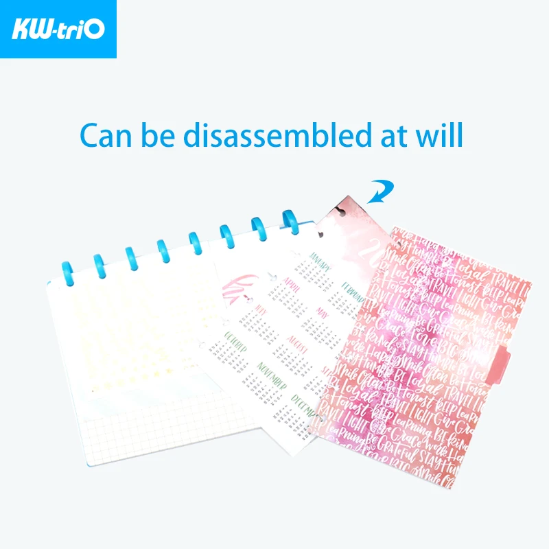 KW-triO 12pcs/box Notebook Loose-leaf Discs Mushroom Hole Binding Ring Binder Disc DIY 360 Degree Folding School Office Supplies
