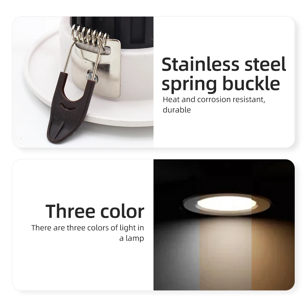 AC220V 5W 3 Colors Changeable LED Downlight Light Color Switch LED Spotlight Recessed Warm White Nature White LED Ceiling Light