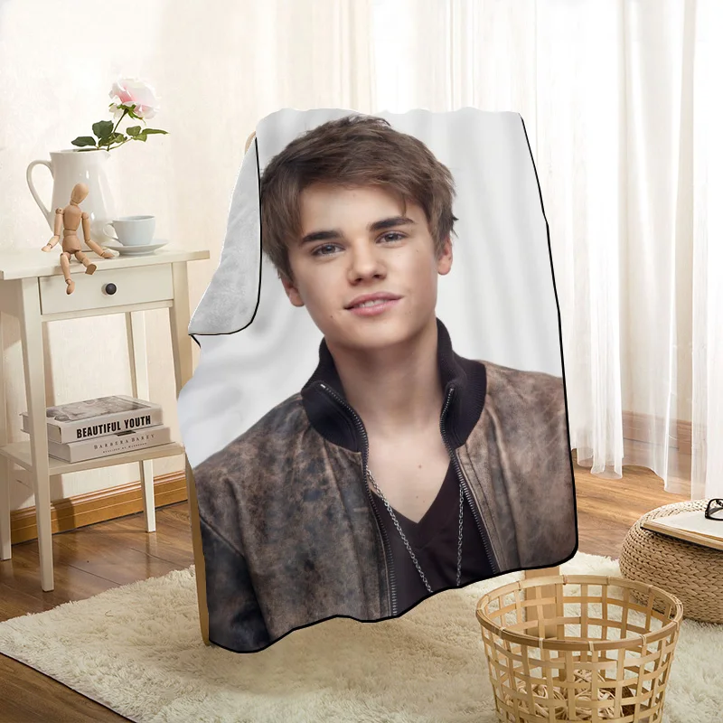 Justin Bieber Throw Blanket Personalized Blankets On For The Sofa/Bed/Car Portable 3D Blanket For Kid Home Textile Fabric 0331