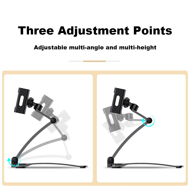 Aluminum Kitchen Desktop phone Tablet Holder Stand Flodable Adjustable 5-13 inch Tablet Phone Desktop Mount For iPad Pro 12.9