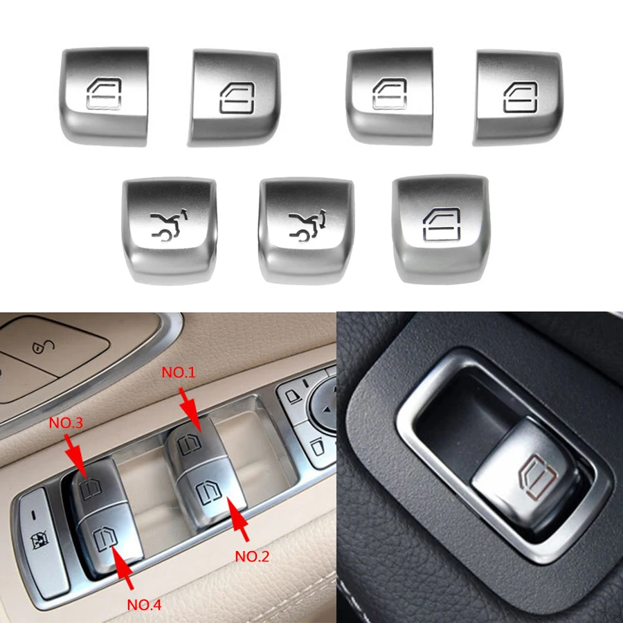 Car-styling cover trim window lift button switch Uggage Button Sequin Stainless Steel Interior Bright For Mercedes Benz W205