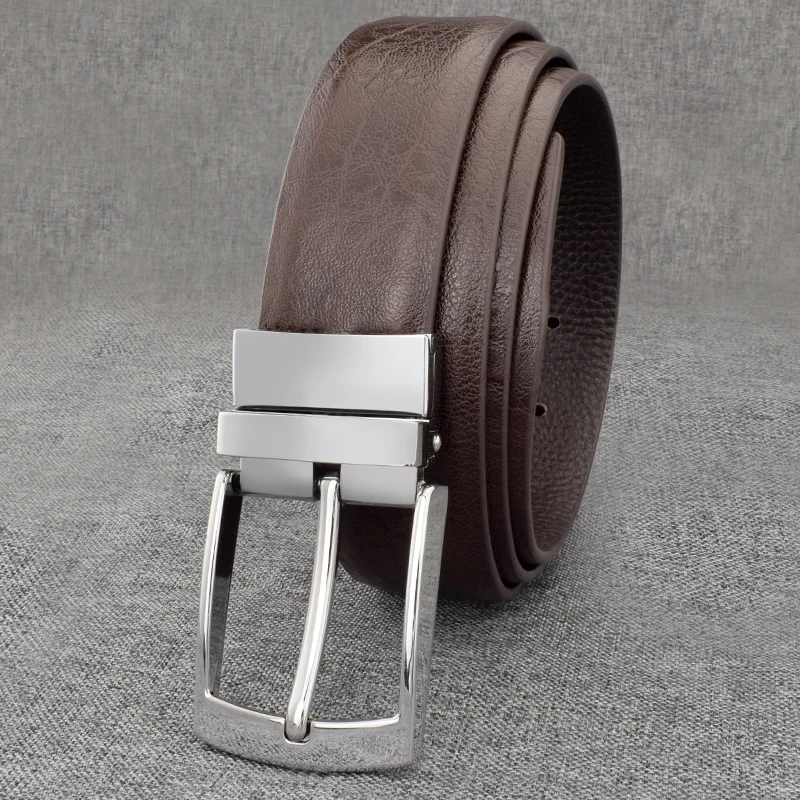 High Quality Business Belt Cowhide Pin Buckle Belt Men Single Layer Leather Perforated Belt Brown Buckle Jeans Belt For Men