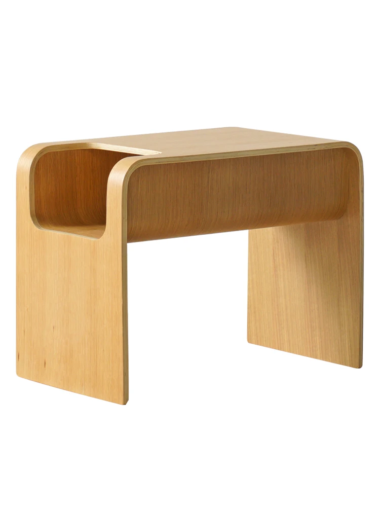 Nordic Solid Wood Sofa Side Table, C-Shaped Corner Table, Mini Bay Window Coffee Table, Simple Small Apartment Side Cabinet