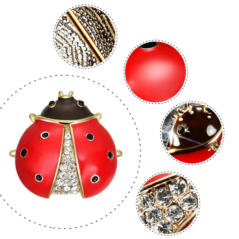 

3pcs Ladybird Alloy Diamond Brooch Pins for Women Fashion Crafts Dress