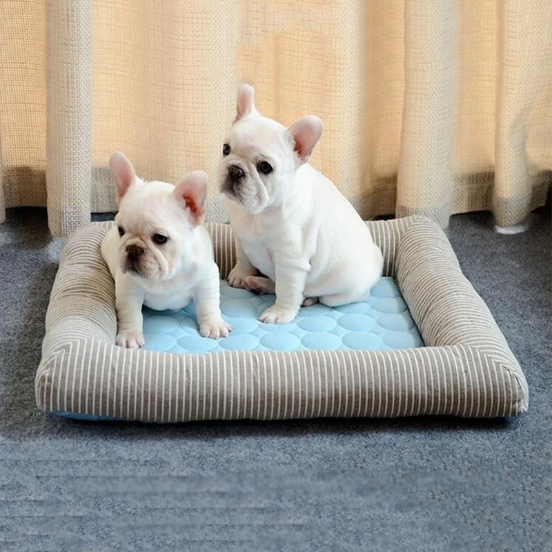 

Summer Cool Feeling Pet Dog Bed Breathable Anti-slip Bed Puppy Ice Silk Mat Cushion For Car Floor Sofa Nest Kennel Mattress