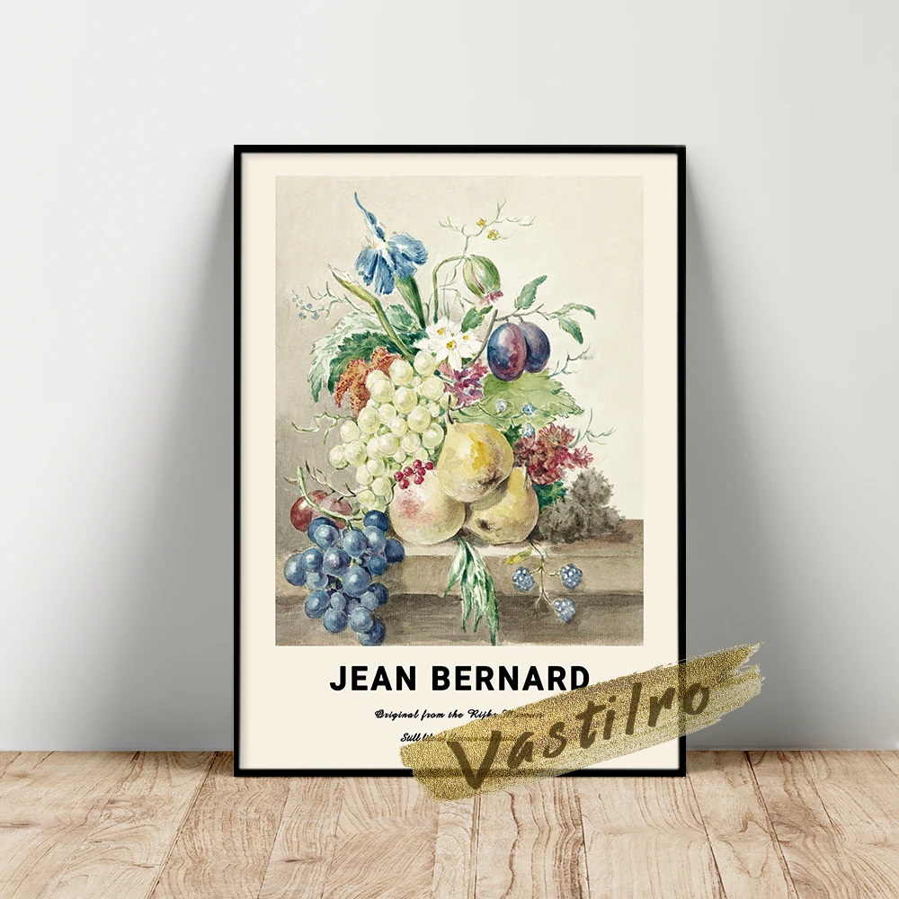 

Jean Bernard Museum Exhibition Poster, Bernard Flowers Fruits Still Life Wall Painting, Vintage Plant Wall Stickers, Idea Gift