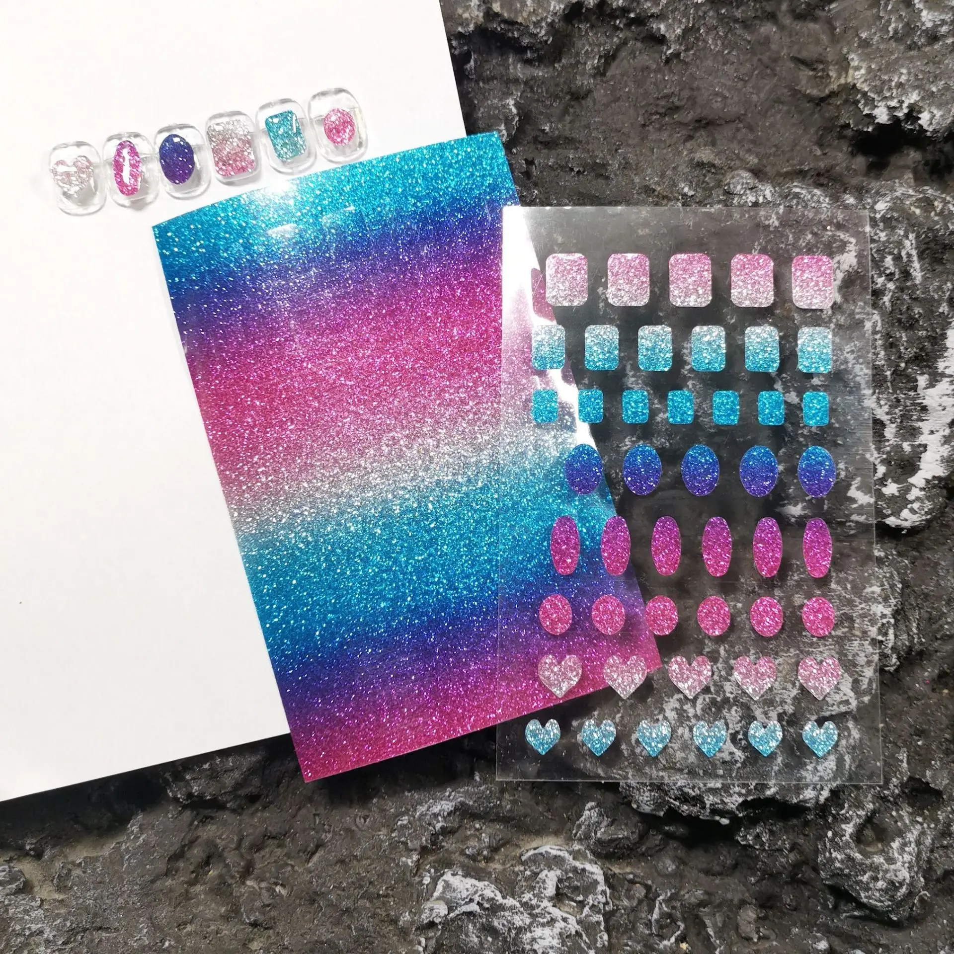 1 Tấm Kim Cương Lấp Lánh Móng Tay Nghệ Thuật Dán Phản Quang Dán Móng Tay Đề Can Làm Móng Tay DIY Adehesive Kim Cương Trắng Phụ Kiện