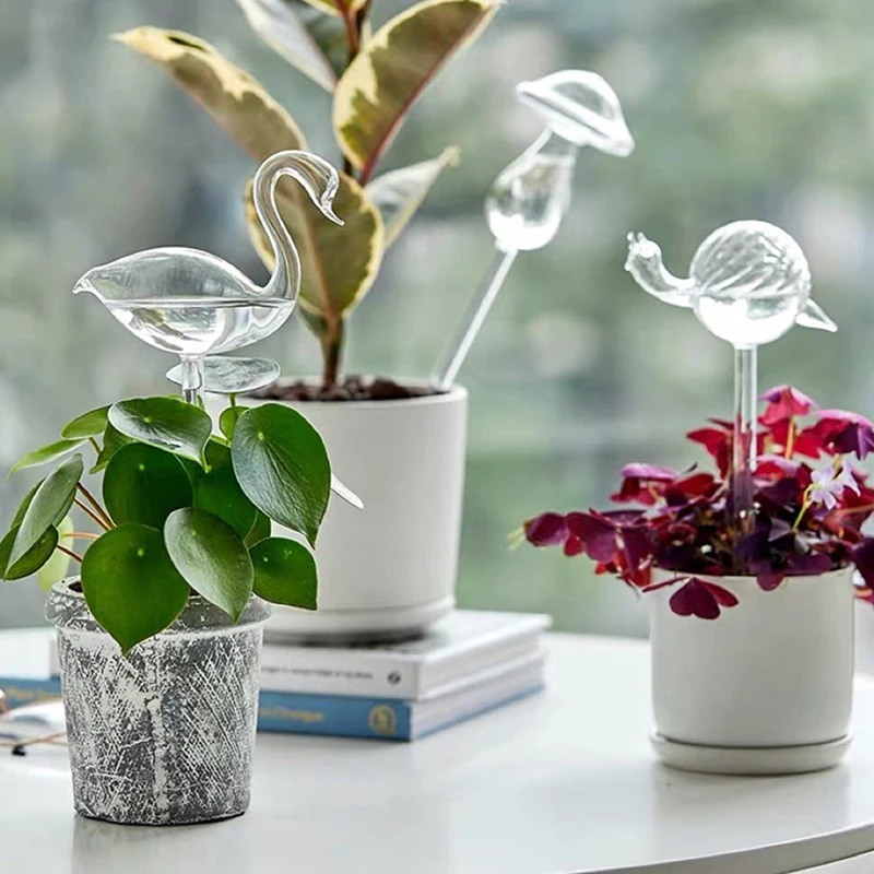 Lâmpada de água automática para irrigação em forma de animal, globo de água, planta, flores, vidro, decoração da casa, sistema de rega de jardim, dispositivo de rega automática, 1 peça