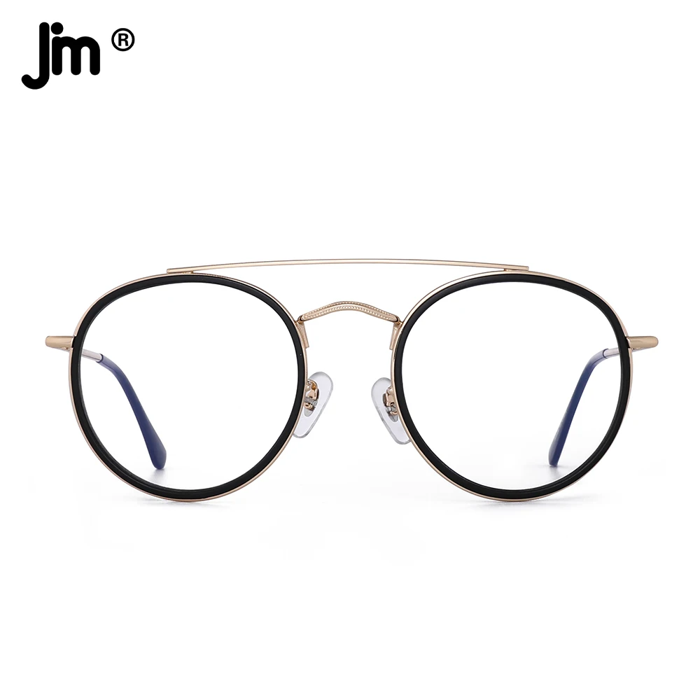 JM Vintage Round Computer Glasses Men Women Brand Designer Blue Light Blocking Eyeglasses Double Bridge