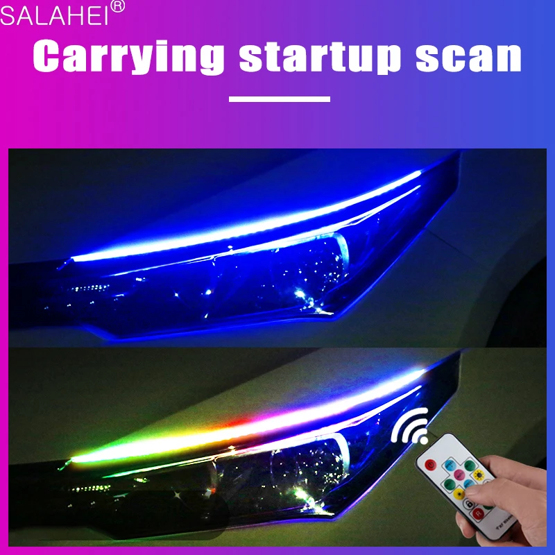 

2 PCS Car Sequential Flowing RGB Daytime Running Light Waterproof DRL Multicolor LED Light Strip Modified Turn Signal Lights